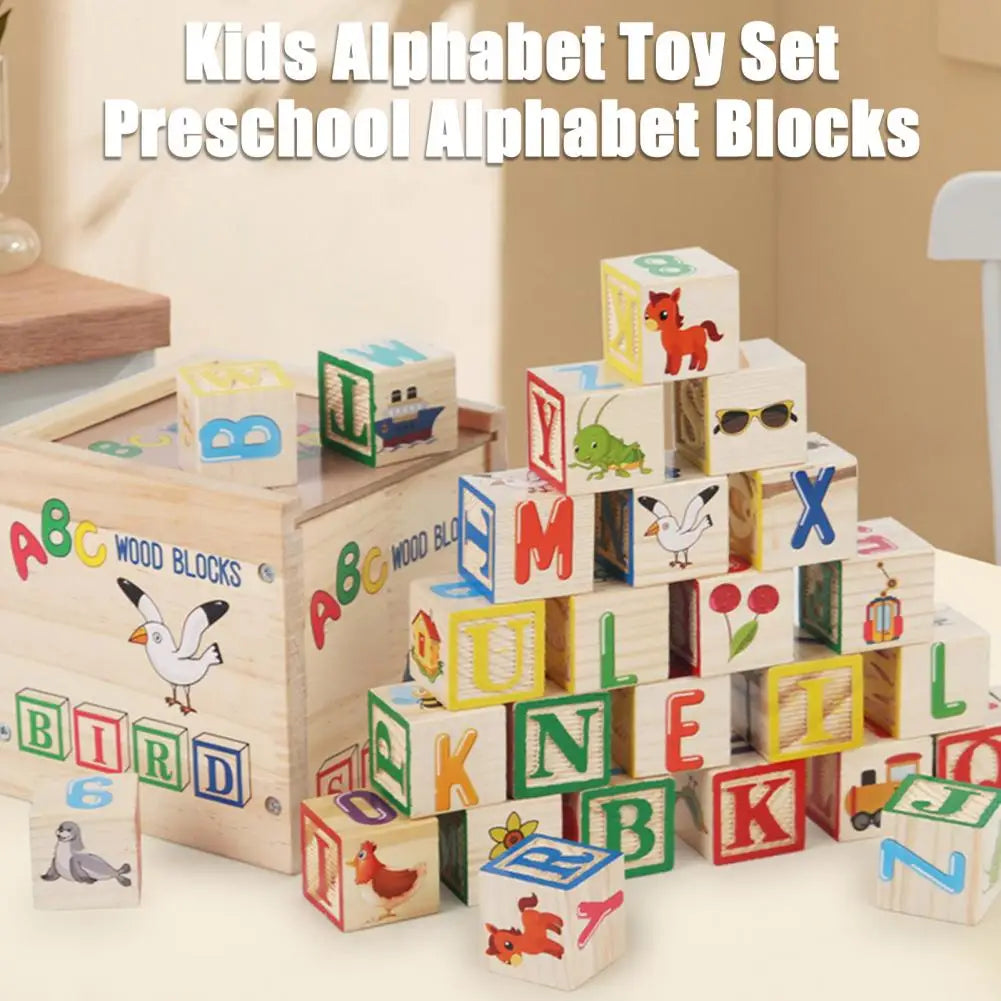 ABCStack | Apprendre et construire - Blocs d'alphabet en bois avec boîte de rangement