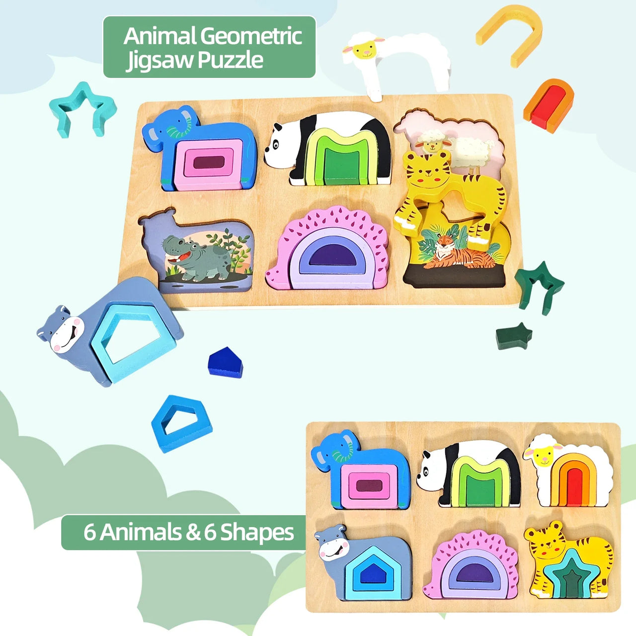 GeoZoo | Tierisches Puzzlevergnügen - Montessori geometrisches Puzzle für Kinder