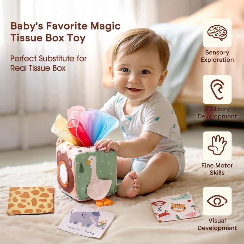 SnuzzieBox | Zintuiglijk Spelen – Montessori Tissuedoos Speelgoed voor Baby’s