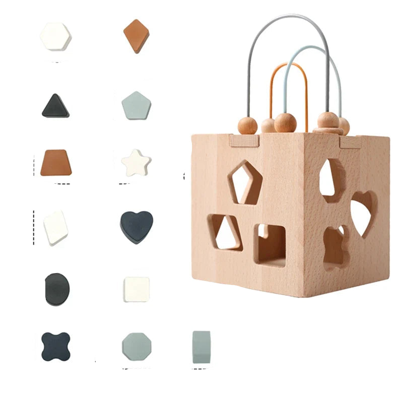 GeoPlay | Reconocimiento de formas y diversión - Bloque de clasificación de madera y silicona con formas geométricas
