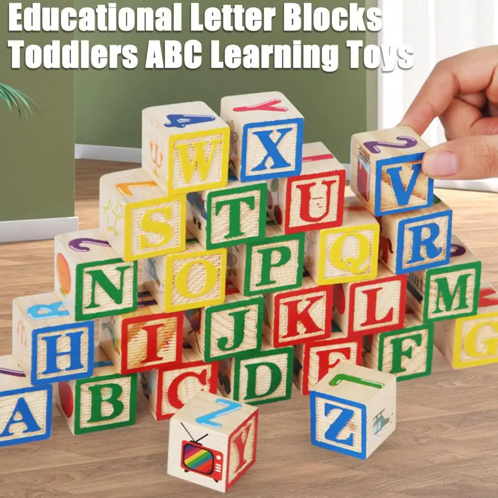 ABCStack | Apprendre et construire - Blocs d'alphabet en bois avec boîte de rangement
