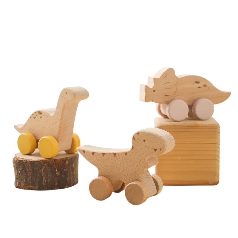 DinoReflect | Descubrir jugando - Espejo de madera y tablero ocupado de rompecabezas