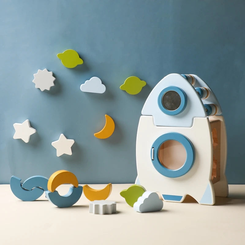 EcoToys™ SpaceBlocks | Educatie en Plezier | Houten Raket Blokken Set