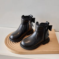 Thumbnail for Stijlvolle Zwarte Leren Enkellaars voor Kinderen met Anti-Slip Zool – Maat 23-36 2