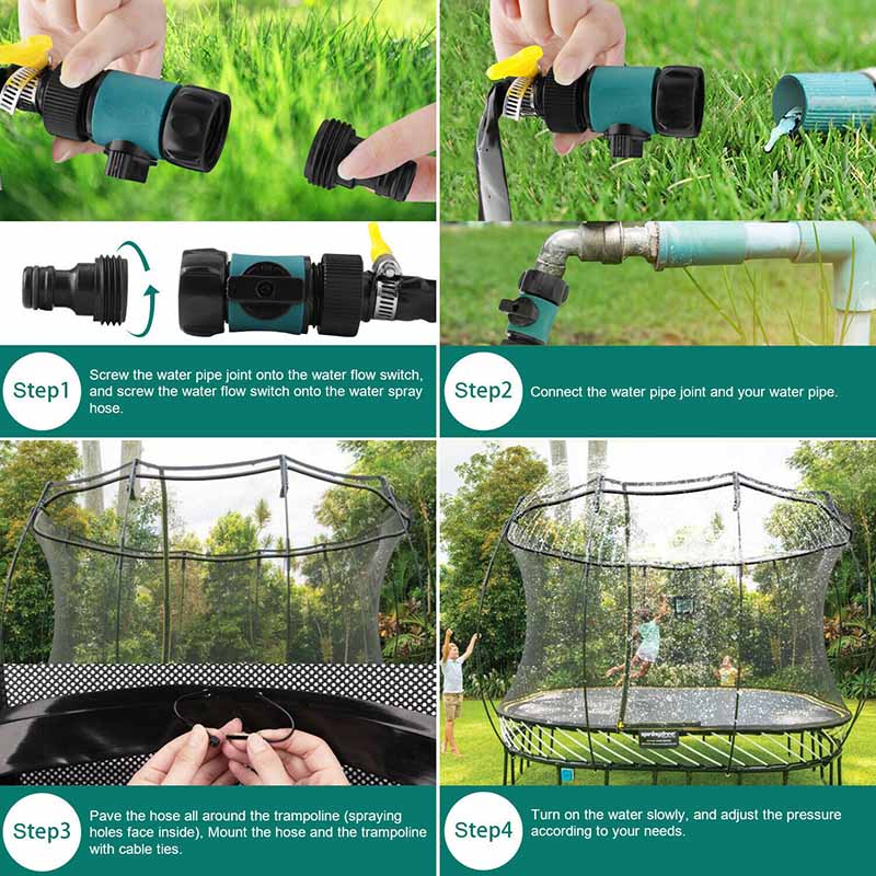 Verfrissende Trampoline Sproeier 12 Meter – Koelende Waternevel voor Eindeloos Speelplezier 2
