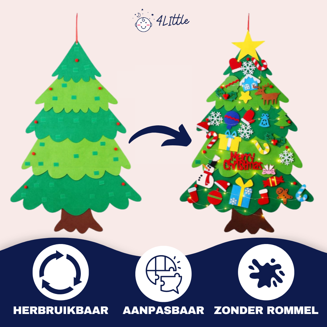 Vilt Kerstboom | DIY Kerstdecoratie met 32 Ornamenten & Verlichting, 3+ – Creëer Magische Kerstherinneringen 2