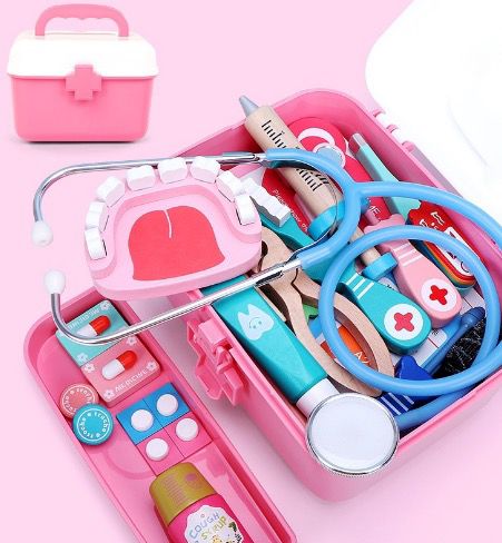 DocHouse | Kreativer Spaß - Holz-Arztset für Kinder mit zahnärztlichem und medizinischem Spielzeugzubehör