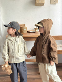 Thumbnail for Windjack Parka voor Kinderen – Beige/Bruin Ademend Katoen, Geschikt voor Jongens en Meisjes, Maat 0-8 Jaar 2