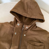 Thumbnail for Windjack Parka voor Kinderen – Beige/Bruin Ademend Katoen, Geschikt voor Jongens en Meisjes, Maat 0-8 Jaar 3