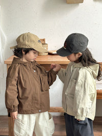 Thumbnail for Windjack Parka voor Kinderen – Beige/Bruin Ademend Katoen, Geschikt voor Jongens en Meisjes, Maat 0-8 Jaar 8