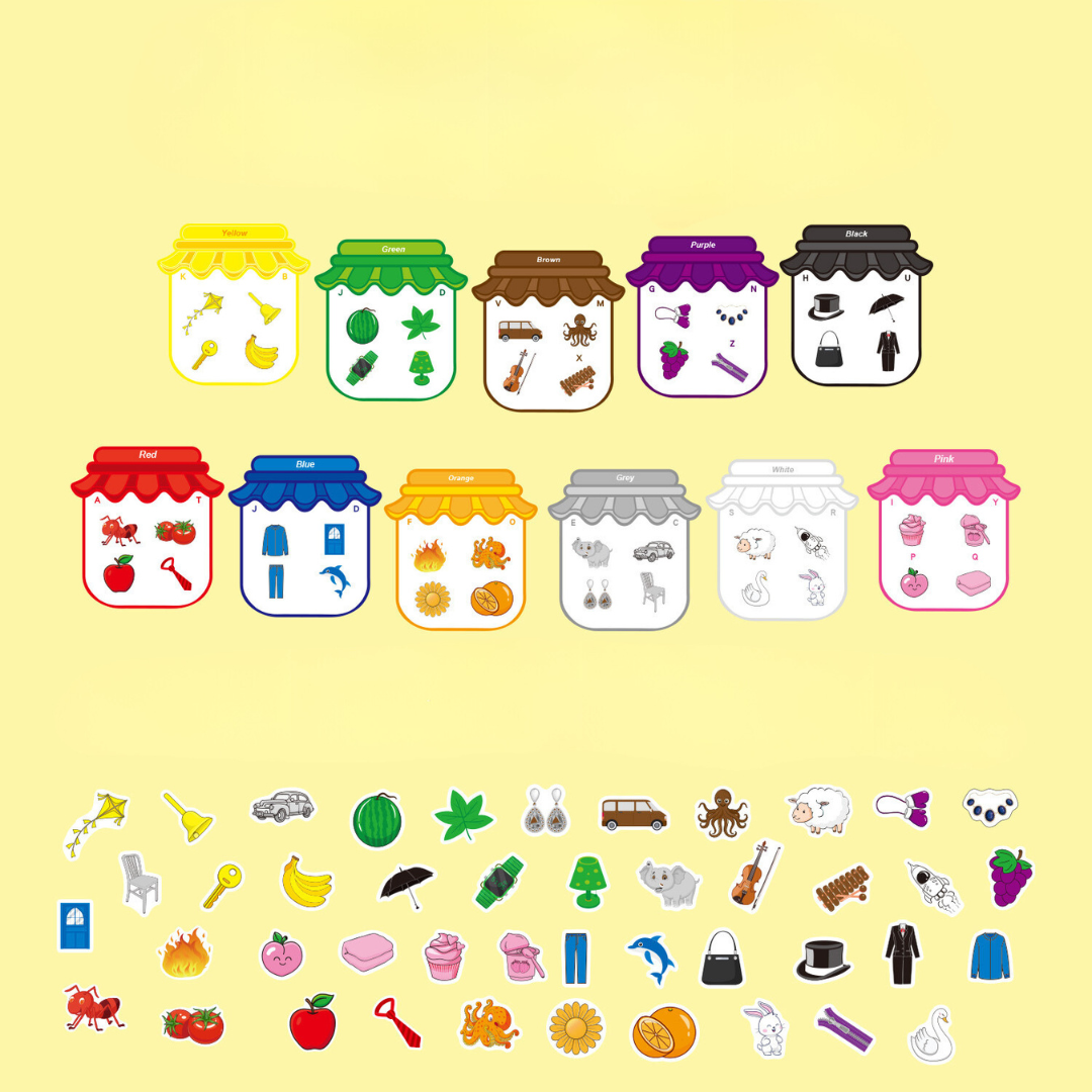 Magnetix MagnetoKidz | Aprender con diversión - Pegatinas magnéticas de clasificación por colores
