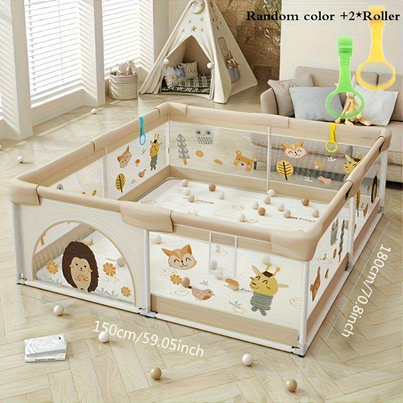 SafeNest Spielbox | Sicher spielen und entdecken - Baby-Spielgitter mit weichem Schutz