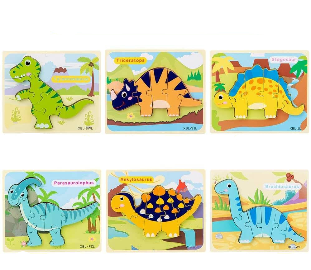 Ecotoys DinoPuz | Diversión prehistórica - Set de rompecabezas de dinosaurios de madera