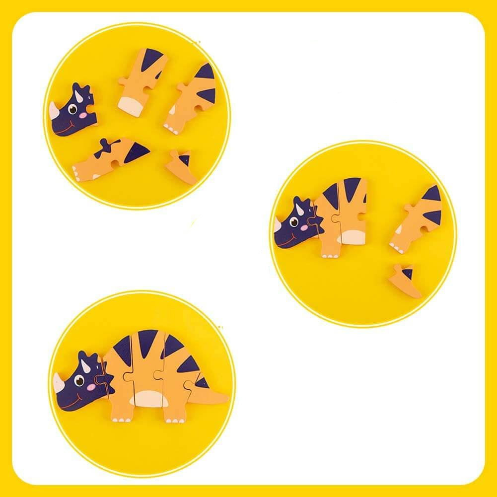 Ecotoys DinoPuz | Diversión prehistórica - Set de rompecabezas de dinosaurios de madera