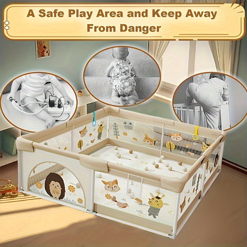 SafeNest Spielbox | Sicher spielen und entdecken - Baby-Spielgitter mit weichem Schutz