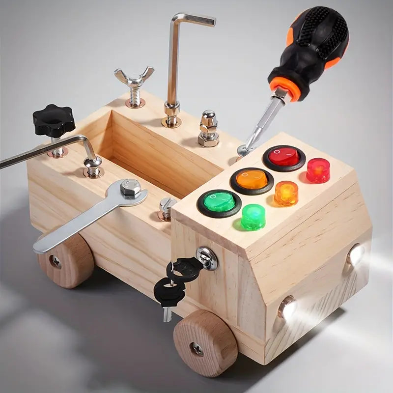 EcoToys LightPlay | Estimula el Aprendizaje y el Desarrollo - Tablero de Interruptores de Luz LED de Madera Montessori para Niños