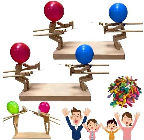 Compañeros de juego de bambú | Reír juntos, jugar juntos - Robots de pelea de madera
