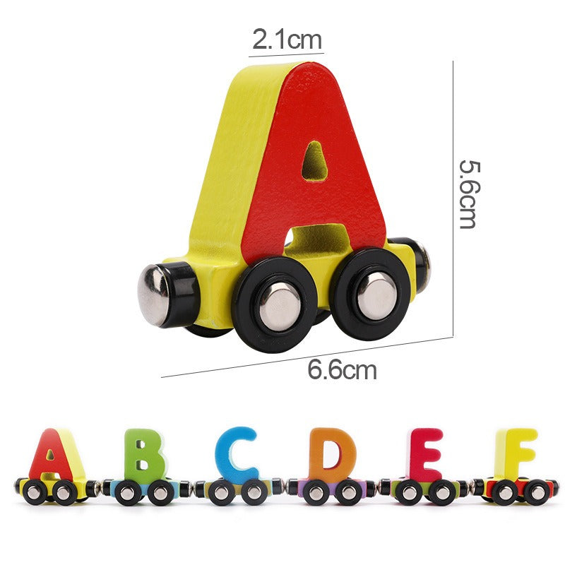 EcoToys Puzzle Train | Kleurige plezier - Educatieve houten trein met letters en cijfers