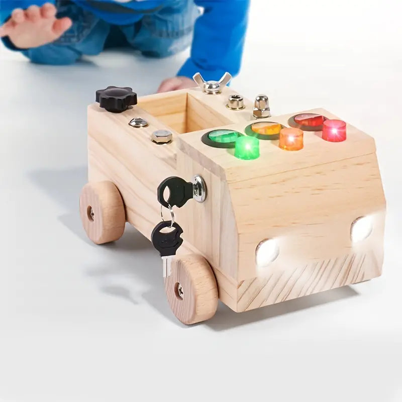EcoToys LightPlay | Estimula el Aprendizaje y el Desarrollo - Tablero de Interruptores de Luz LED de Madera Montessori para Niños