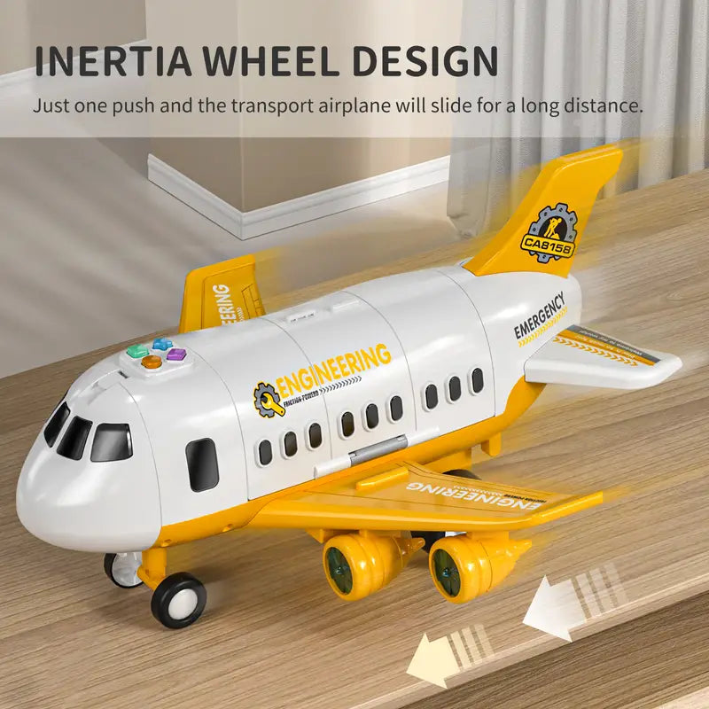 SkyVoyager | Vuelo aventurero - Gran set de juego de avión de transporte con vehículos