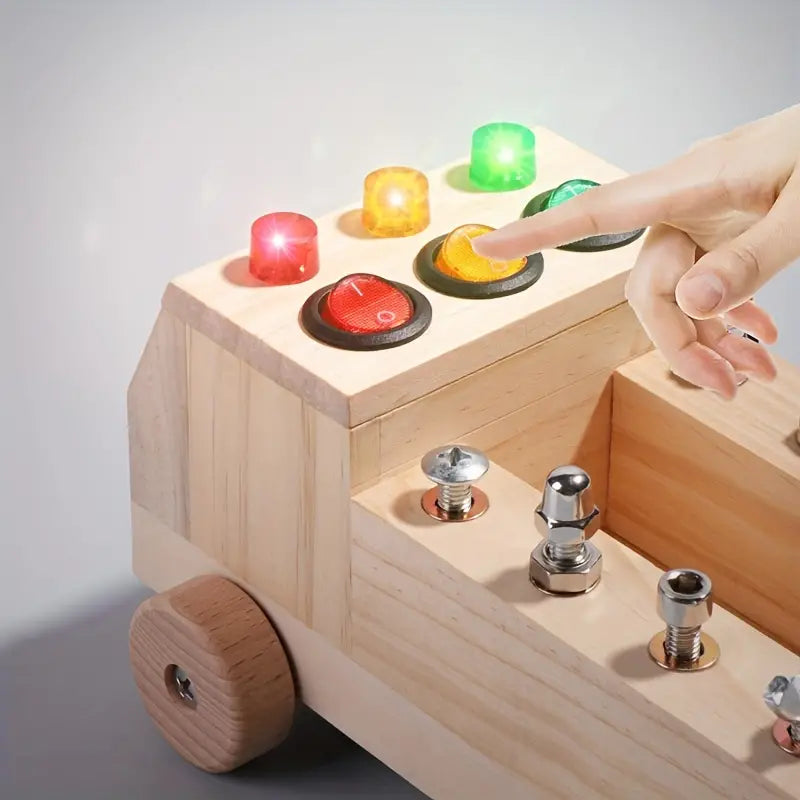 EcoToys LightPlay | Estimula el Aprendizaje y el Desarrollo - Tablero de Interruptores de Luz LED de Madera Montessori para Niños