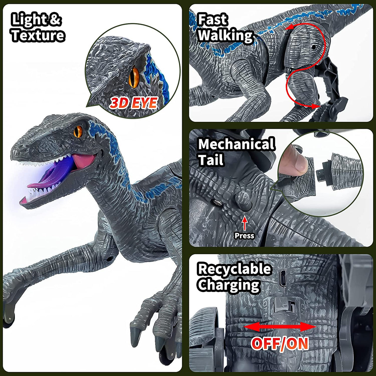 Remote Controlled Dinosaur | Afstandsbedienbare Dinosaurus Raptor voor Kinderen