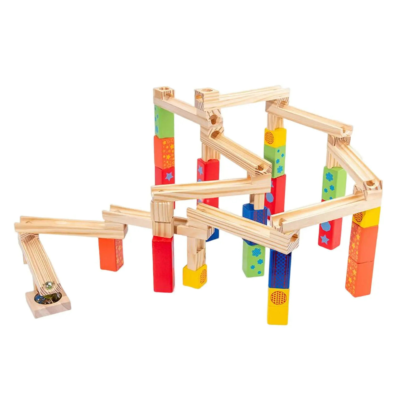 EcoToys BuildRoller | Ontdek, bouw en leer - Endeloze Houten Knikkerbaan