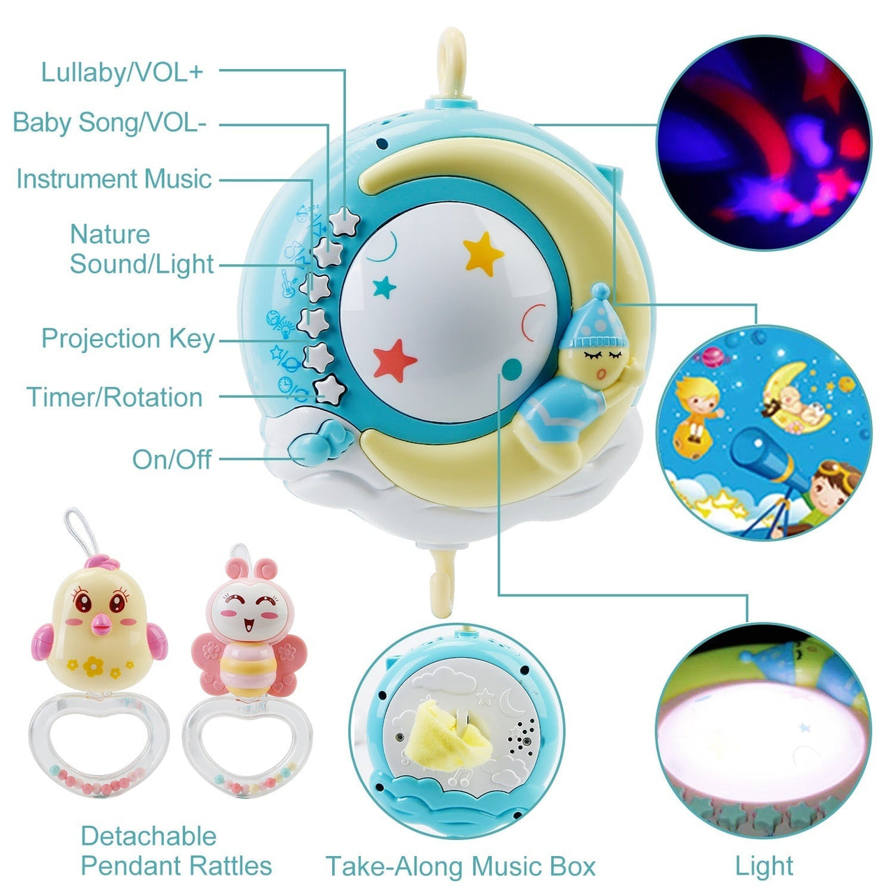 DreamStar Baby Mobiel | Brengt rust en magie naar de wieg - Ontspannend en stimulerend speelgoed