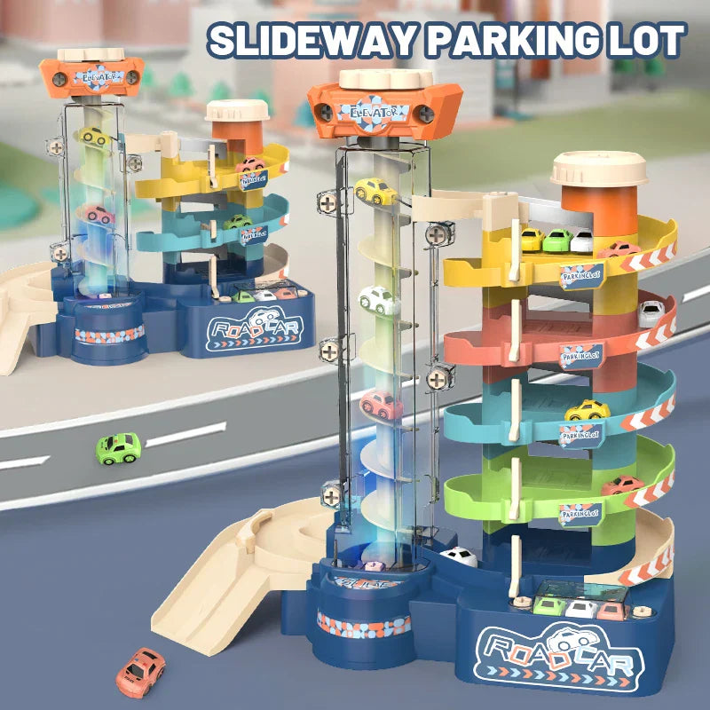 Garaje | Aventura emocionante - Pista de carreras interactiva y torre de estacionamiento para niños