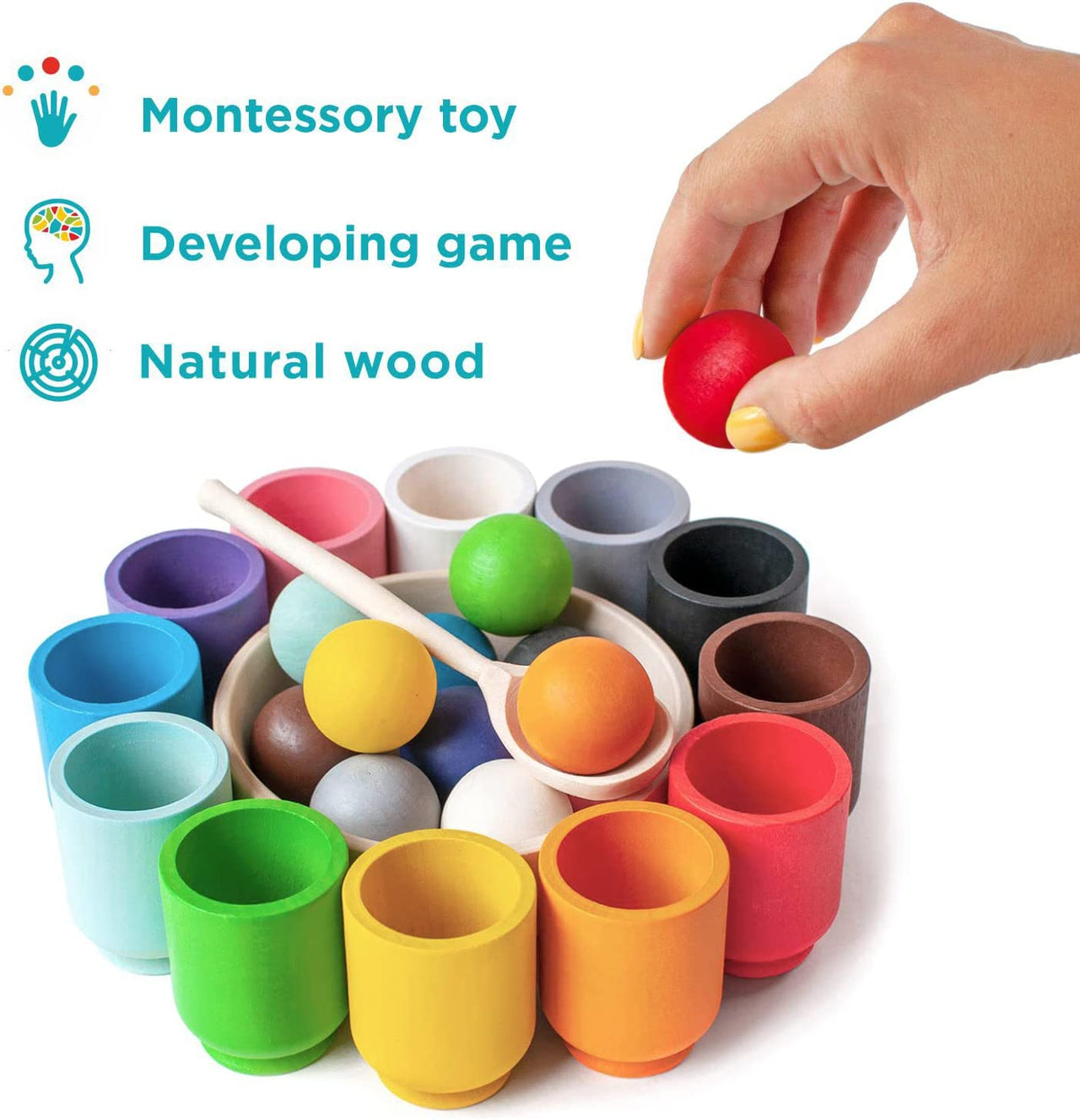 EcoToys™ ColorJoy | Ontwikkel creativiteit en motoriek - Kleurrijke Houten Sorteerspel