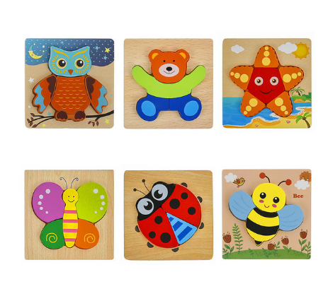 EcoWood Puzzles | Stimuleer Creativiteit en Leren - 6 houten puzzels