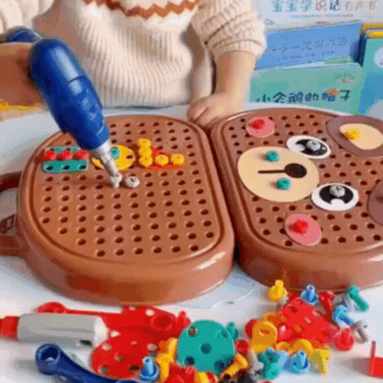 Kinder Bohrmaschine Werkzeugkasten | Lustig und Bildungsreich - Montessori Spielzeug