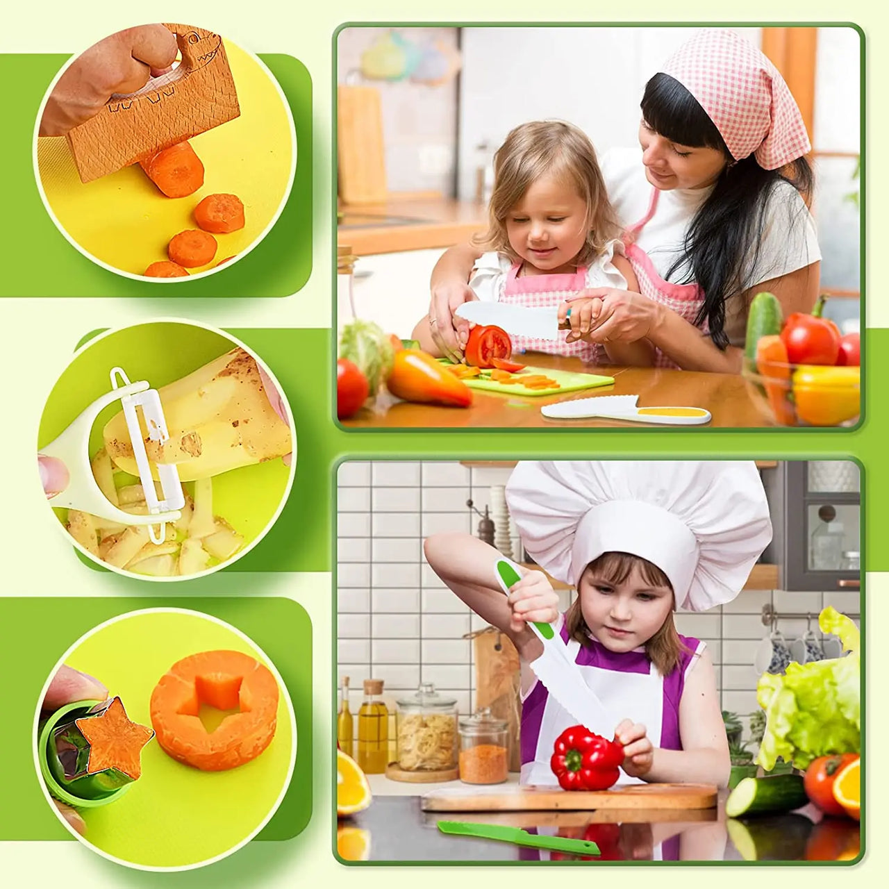 Kleine Chef Set | Sicher kochen, großer Spaß - Montessori Küchenhilfen für Kinder