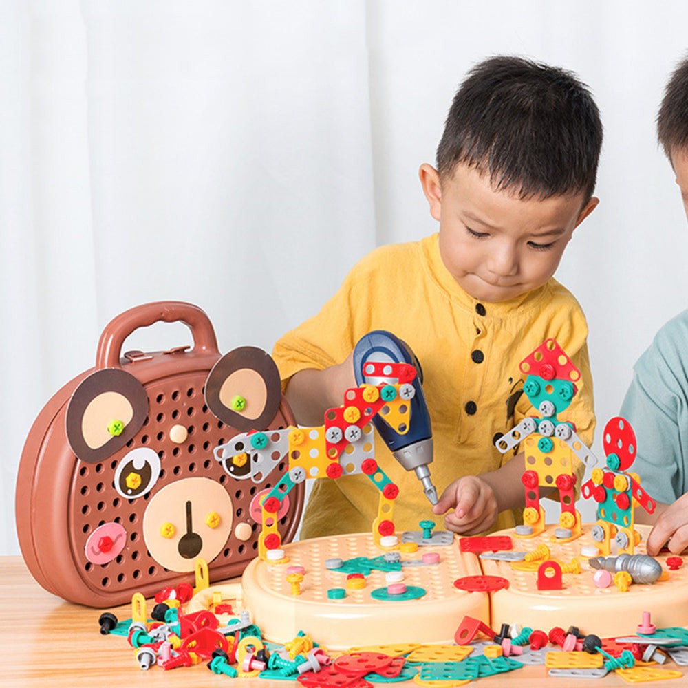 Kinder Bohrmaschine Werkzeugkasten | Lustig und Bildungsreich - Montessori Spielzeug