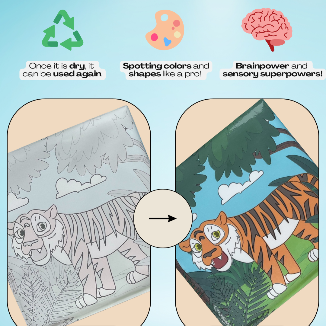 StickerFun | Spielerisch lernen - Wiederverwendbares Stickerbuch mit lustigen Tieren