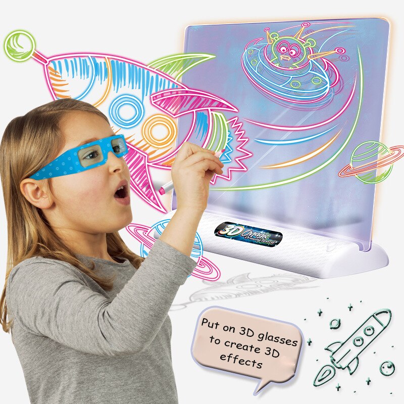 Magic 3D Tekenbord | Creatief Leren Tekenen - LED Licht Effecten voor Kinderen