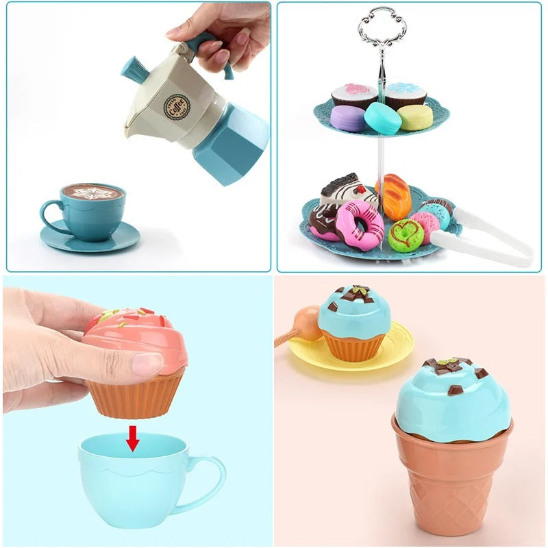 Traumcafé | Lass dein Kleines der Chefkoch sein - Kinderküche Spielset für Mädchen mit Sprüh-Induktionskochplatte
