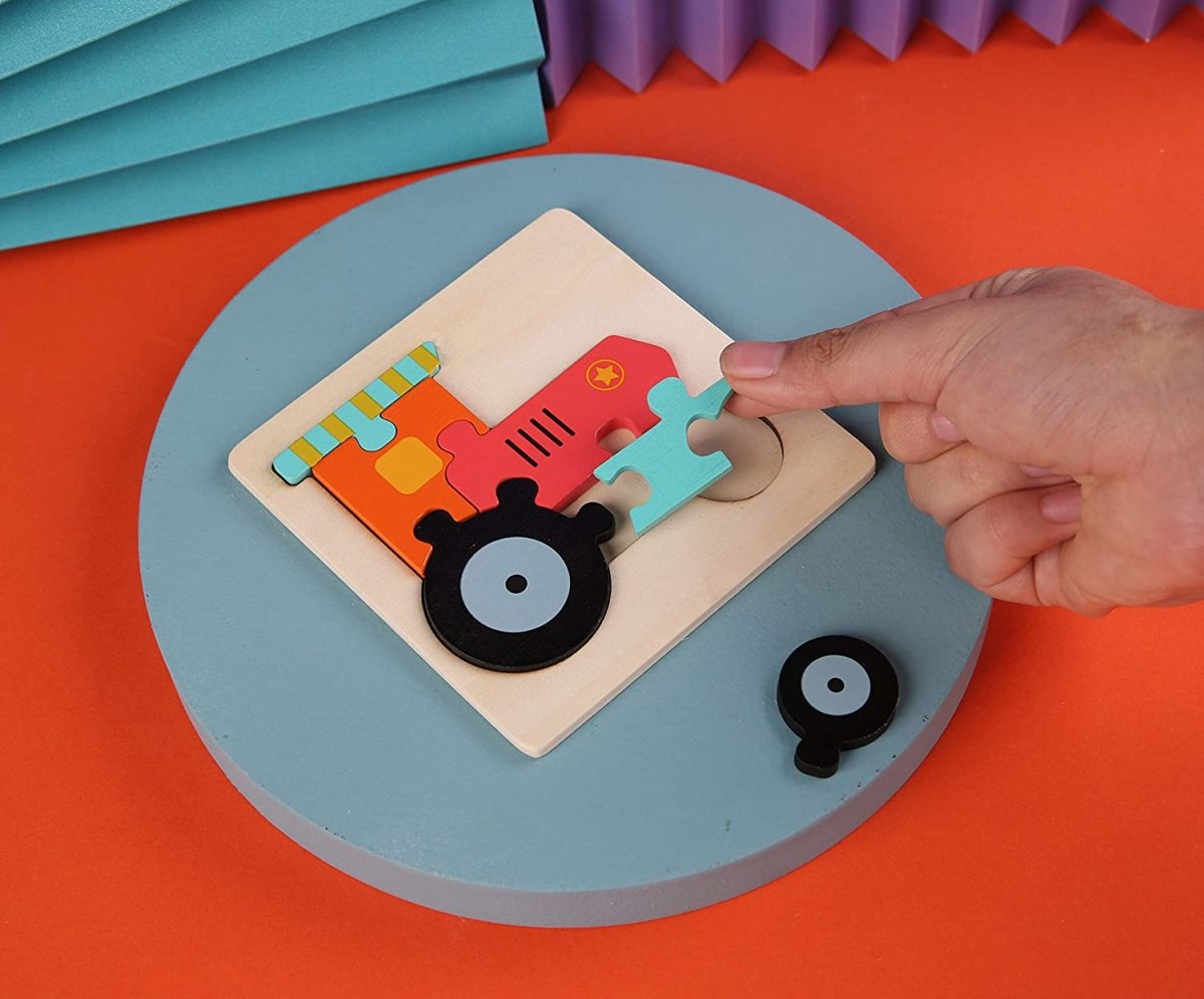 Ecotoys VroomPuz | Aprender y jugar - Set de rompecabezas de vehículos de madera