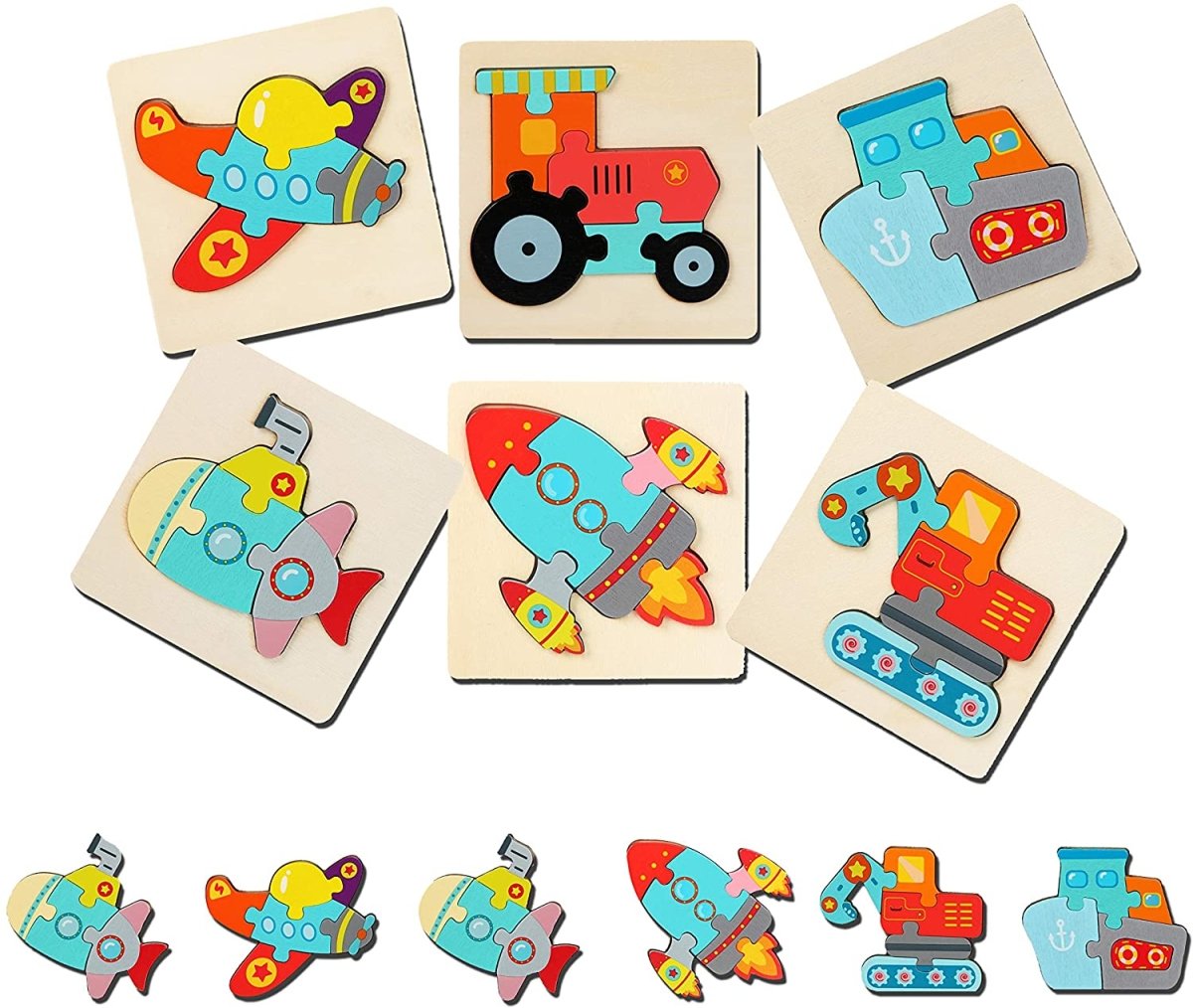 Ecotoys VroomPuz | Aprender y jugar - Set de rompecabezas de vehículos de madera