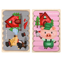 Thumbnail for EcoToys Montessori Tierpuzzle | Bildung und Förderung - Doppelseitiges 3D-Puzzle