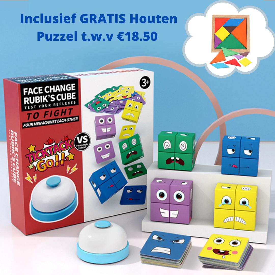 Face Expression Cubes™ (Inclusief GRATIS houten puzzel t.w.v. €18.50)